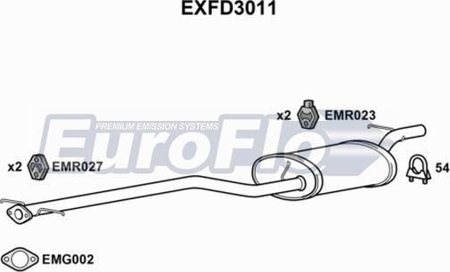 EuroFlo EXFD3011 - Средний глушитель выхлопных газов autosila-amz.com