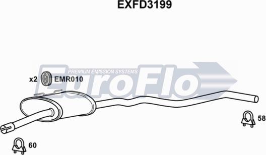 EuroFlo EXFD3199 - Средний глушитель выхлопных газов autosila-amz.com