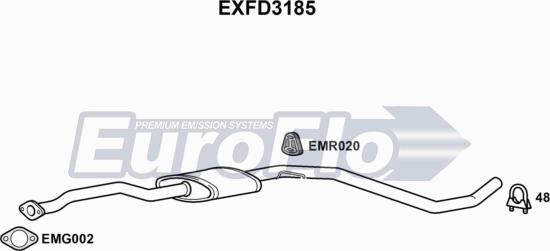 EuroFlo EXFD3185 - Средний глушитель выхлопных газов autosila-amz.com