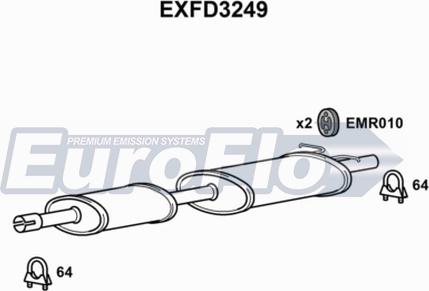 EuroFlo EXFD3249 - Средний глушитель выхлопных газов autosila-amz.com