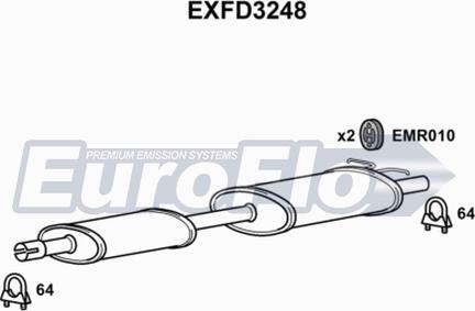 EuroFlo EXFD3248 - Средний глушитель выхлопных газов autosila-amz.com