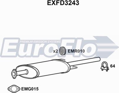 EuroFlo EXFD3243 - Средний глушитель выхлопных газов autosila-amz.com