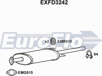 EuroFlo EXFD3242 - Средний глушитель выхлопных газов autosila-amz.com