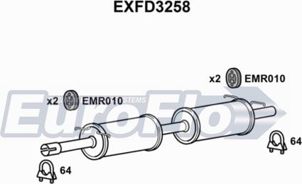 EuroFlo EXFD3258 - Средний глушитель выхлопных газов autosila-amz.com