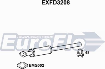 EuroFlo EXFD3208 - Средний глушитель выхлопных газов autosila-amz.com