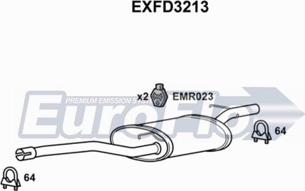 EuroFlo EXFD3213 - Средний глушитель выхлопных газов autosila-amz.com