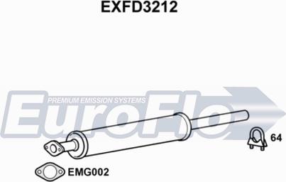 EuroFlo EXFD3212 - Средний глушитель выхлопных газов autosila-amz.com