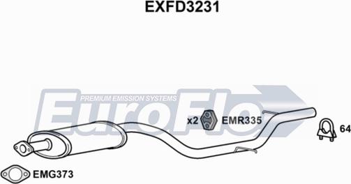 EuroFlo EXFD3231 - Средний глушитель выхлопных газов autosila-amz.com