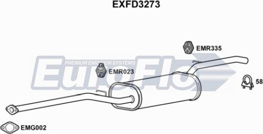 EuroFlo EXFD3273 - Средний глушитель выхлопных газов autosila-amz.com