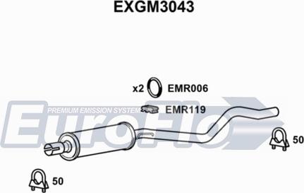 EuroFlo EXGM3043 - Средний глушитель выхлопных газов autosila-amz.com