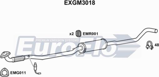 EuroFlo EXGM3018 - Средний глушитель выхлопных газов autosila-amz.com