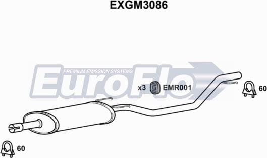 EuroFlo EXGM3086 - Средний глушитель выхлопных газов autosila-amz.com