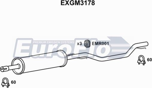 EuroFlo EXGM3178 - Средний глушитель выхлопных газов autosila-amz.com