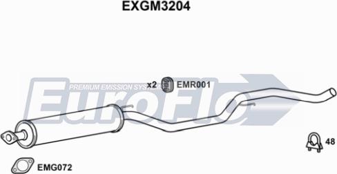 EuroFlo EXGM3204 - Средний глушитель выхлопных газов autosila-amz.com