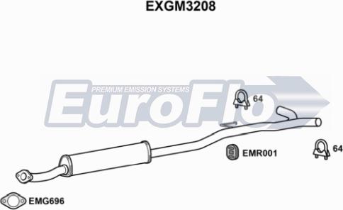 EuroFlo EXGM3208 - Средний глушитель выхлопных газов autosila-amz.com