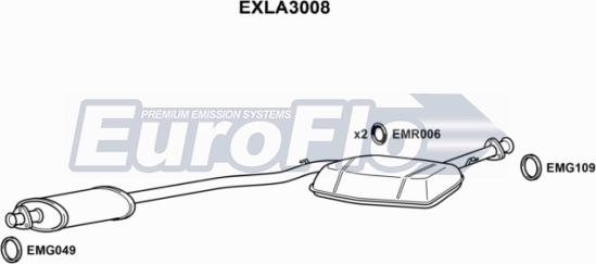 EuroFlo EXLA3008 - Средний глушитель выхлопных газов autosila-amz.com