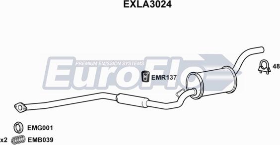 EuroFlo EXLA3024 - Средний глушитель выхлопных газов autosila-amz.com