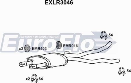EuroFlo EXLR3046 - Средний глушитель выхлопных газов autosila-amz.com