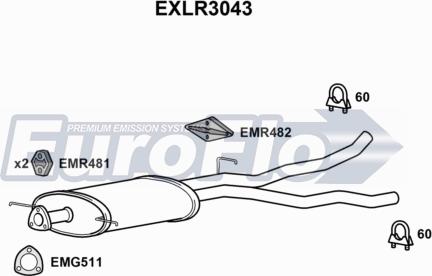 EuroFlo EXLR3043 - Средний глушитель выхлопных газов autosila-amz.com