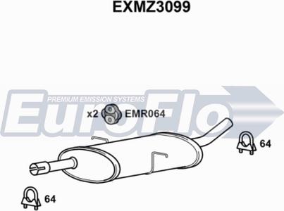EuroFlo EXMZ3099 - Средний глушитель выхлопных газов autosila-amz.com