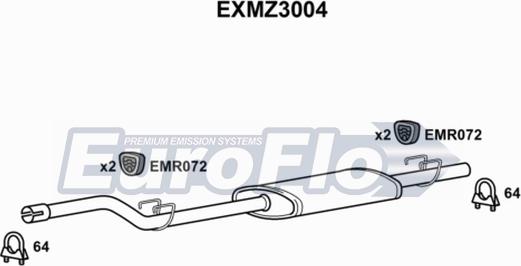 EuroFlo EXMZ3004 - Средний глушитель выхлопных газов autosila-amz.com