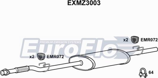 EuroFlo EXMZ3003 - Средний глушитель выхлопных газов autosila-amz.com