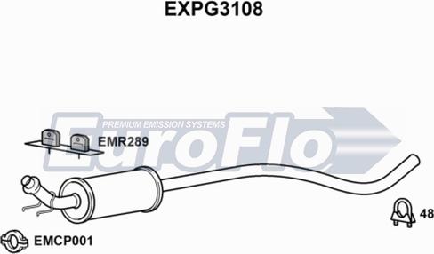 EuroFlo EXPG3108 - Средний глушитель выхлопных газов autosila-amz.com