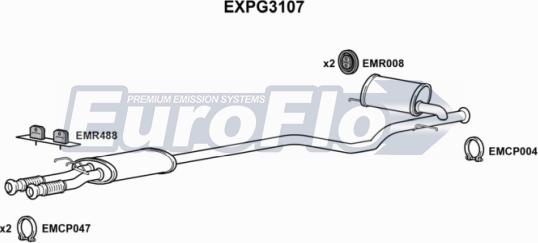 EuroFlo EXPG3107 - Средний глушитель выхлопных газов autosila-amz.com