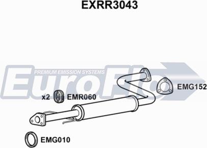 EuroFlo EXRR3043 - Средний глушитель выхлопных газов autosila-amz.com