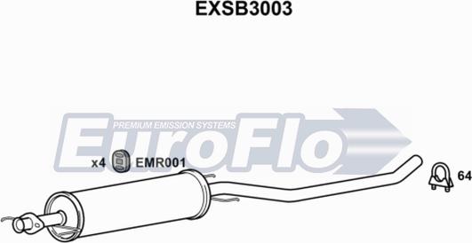 EuroFlo EXSB3003 - Средний глушитель выхлопных газов autosila-amz.com