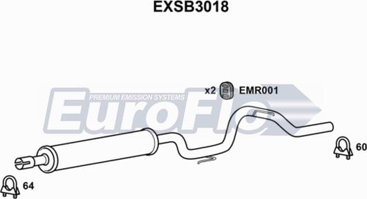 EuroFlo EXSB3018 - Средний глушитель выхлопных газов autosila-amz.com