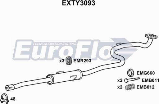EuroFlo EXTY3093 - Средний глушитель выхлопных газов autosila-amz.com