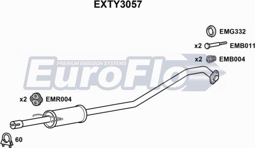 EuroFlo EXTY3057 - Средний глушитель выхлопных газов autosila-amz.com
