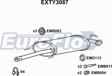 EuroFlo EXTY3087 - Средний глушитель выхлопных газов autosila-amz.com