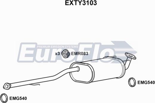 EuroFlo EXTY3103 - Средний глушитель выхлопных газов autosila-amz.com