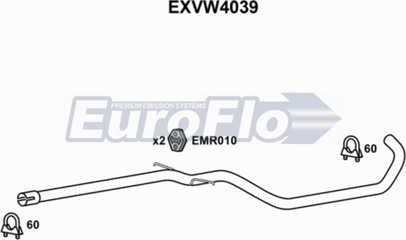EuroFlo EXVW4039 - Труба выхлопного газа autosila-amz.com