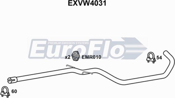 EuroFlo EXVW4031 - Труба выхлопного газа autosila-amz.com