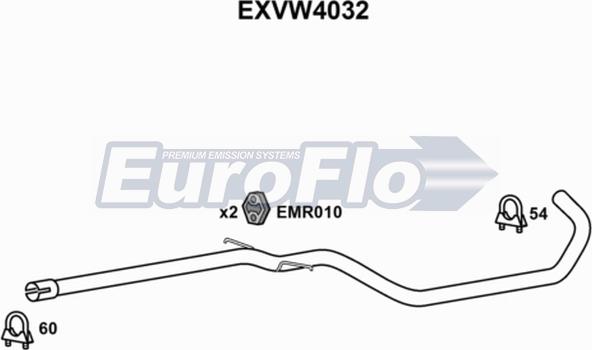 EuroFlo EXVW4032 - Труба выхлопного газа autosila-amz.com