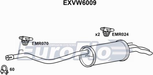 EuroFlo EXVW6009 - Глушитель выхлопных газов, конечный autosila-amz.com