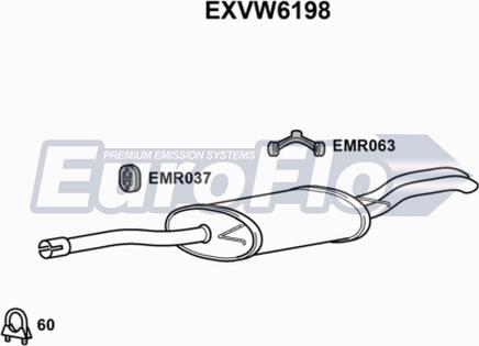 EuroFlo EXVW6198 - Глушитель выхлопных газов, конечный autosila-amz.com