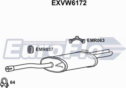 EuroFlo EXVW6172 - Глушитель выхлопных газов, конечный autosila-amz.com
