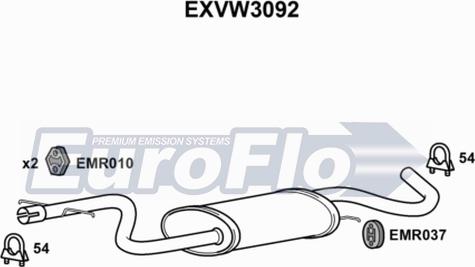 EuroFlo EXVW3092 - Средний глушитель выхлопных газов autosila-amz.com