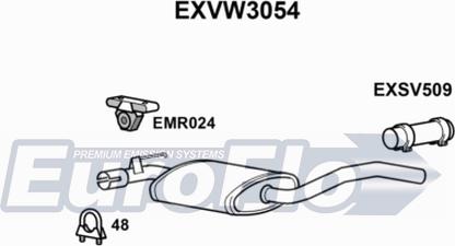 EuroFlo EXVW3054 - Средний глушитель выхлопных газов autosila-amz.com