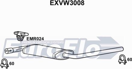 EuroFlo EXVW3008 - Средний глушитель выхлопных газов autosila-amz.com