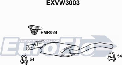 EuroFlo EXVW3003 - Средний глушитель выхлопных газов autosila-amz.com
