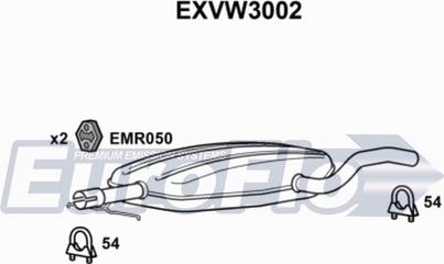 EuroFlo EXVW3002 - Средний глушитель выхлопных газов autosila-amz.com