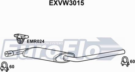 EuroFlo EXVW3015 - Средний глушитель выхлопных газов autosila-amz.com