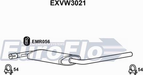 EuroFlo EXVW3021 - Средний глушитель выхлопных газов autosila-amz.com