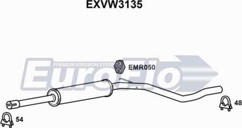 EuroFlo EXVW3135 - Средний глушитель выхлопных газов autosila-amz.com