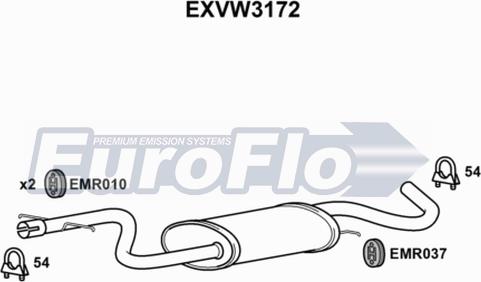 EuroFlo EXVW3172 - Средний глушитель выхлопных газов autosila-amz.com